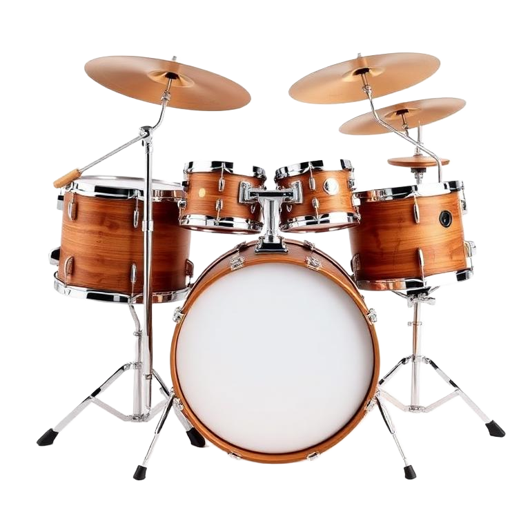 Compact beginner drum kit with walnut shells and chrome hardware